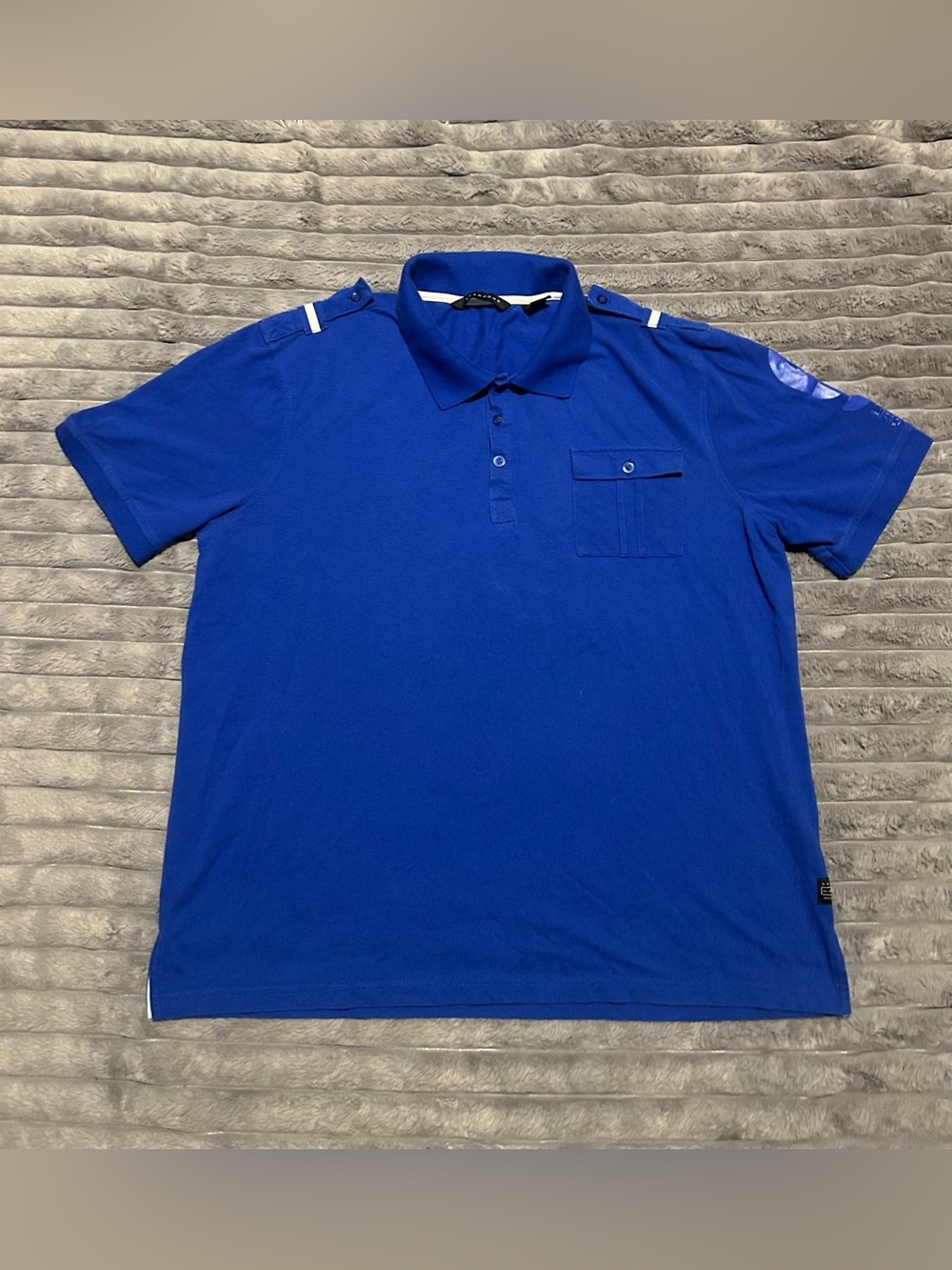 Y2K Sean John Utility Pocket Hip-Hop Blue Polo Shirt